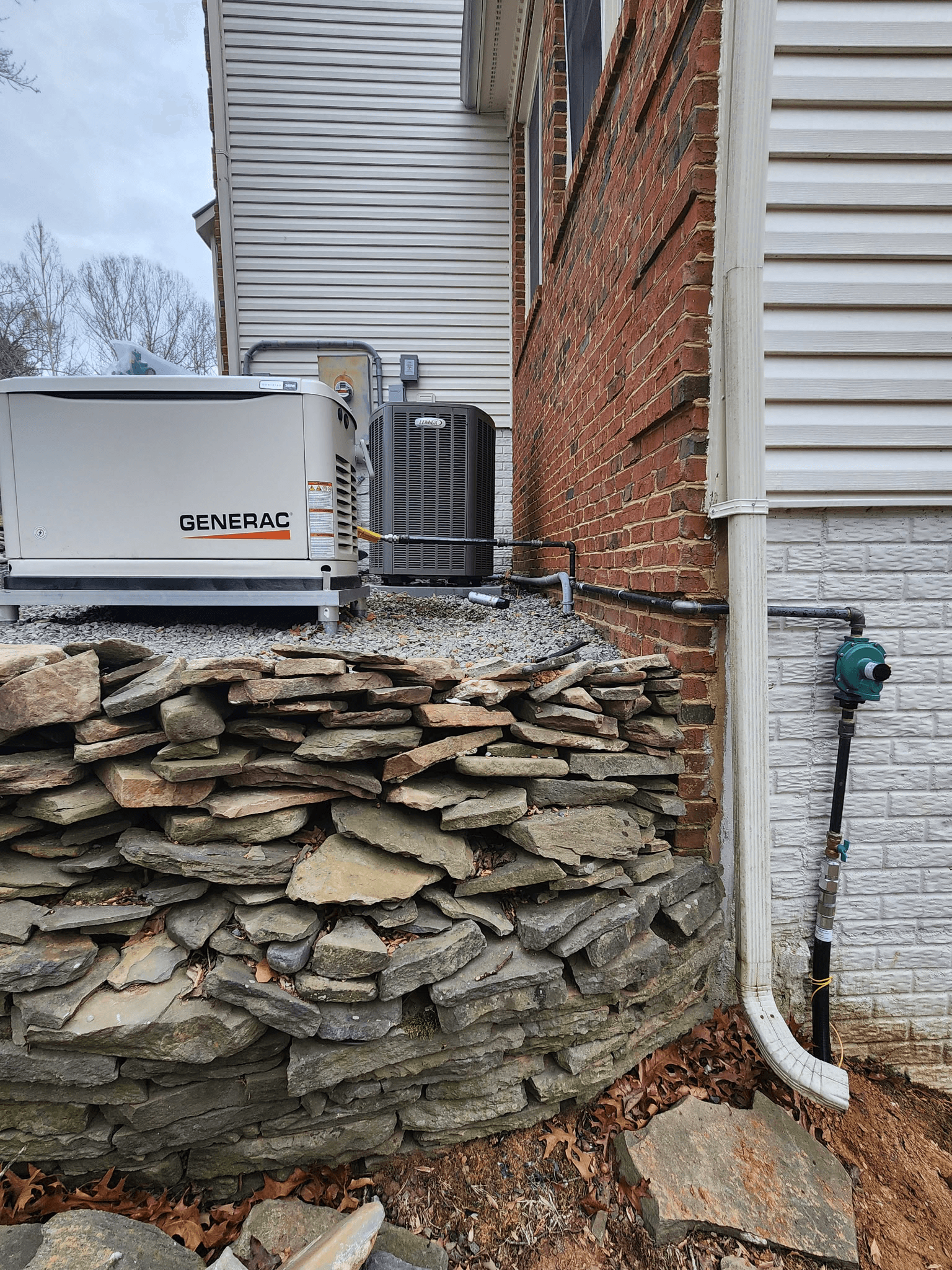 Dedicated gas line and regulator installed for a standby generator