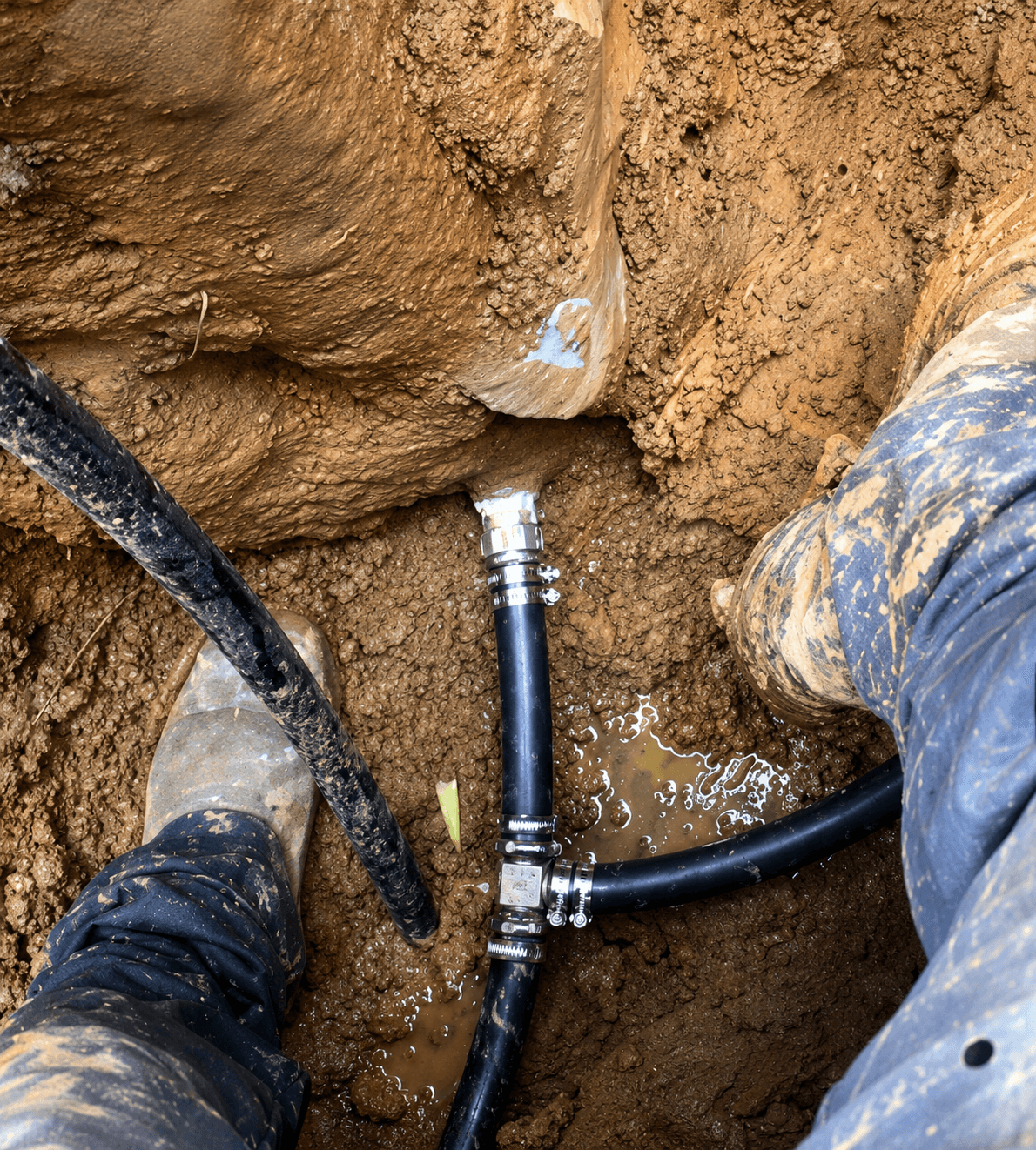 Underground water line repair